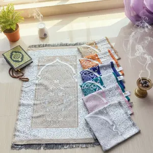 [ RAJUT CORAK  ] SAJADAH RAJUT RAWIS MOTIF CORAK RAUDHOH Ukuran 110x70 cm