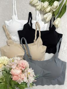 Paquete de 4 brasieres sin varillas para mujer, bralette con almohadillas removibles, top de lencería cómodo y transpirable para uso diario