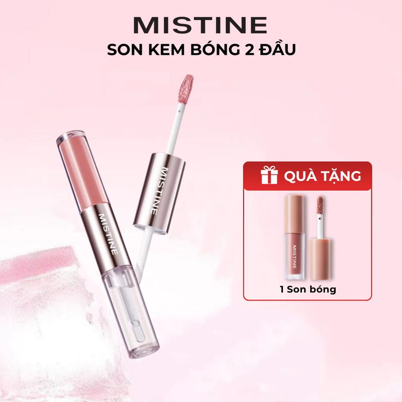 MISTINE Son kem bóng 2 đầu TIPSY-LOCK LIP DUO + 1 QUÀ 1 Son bóng