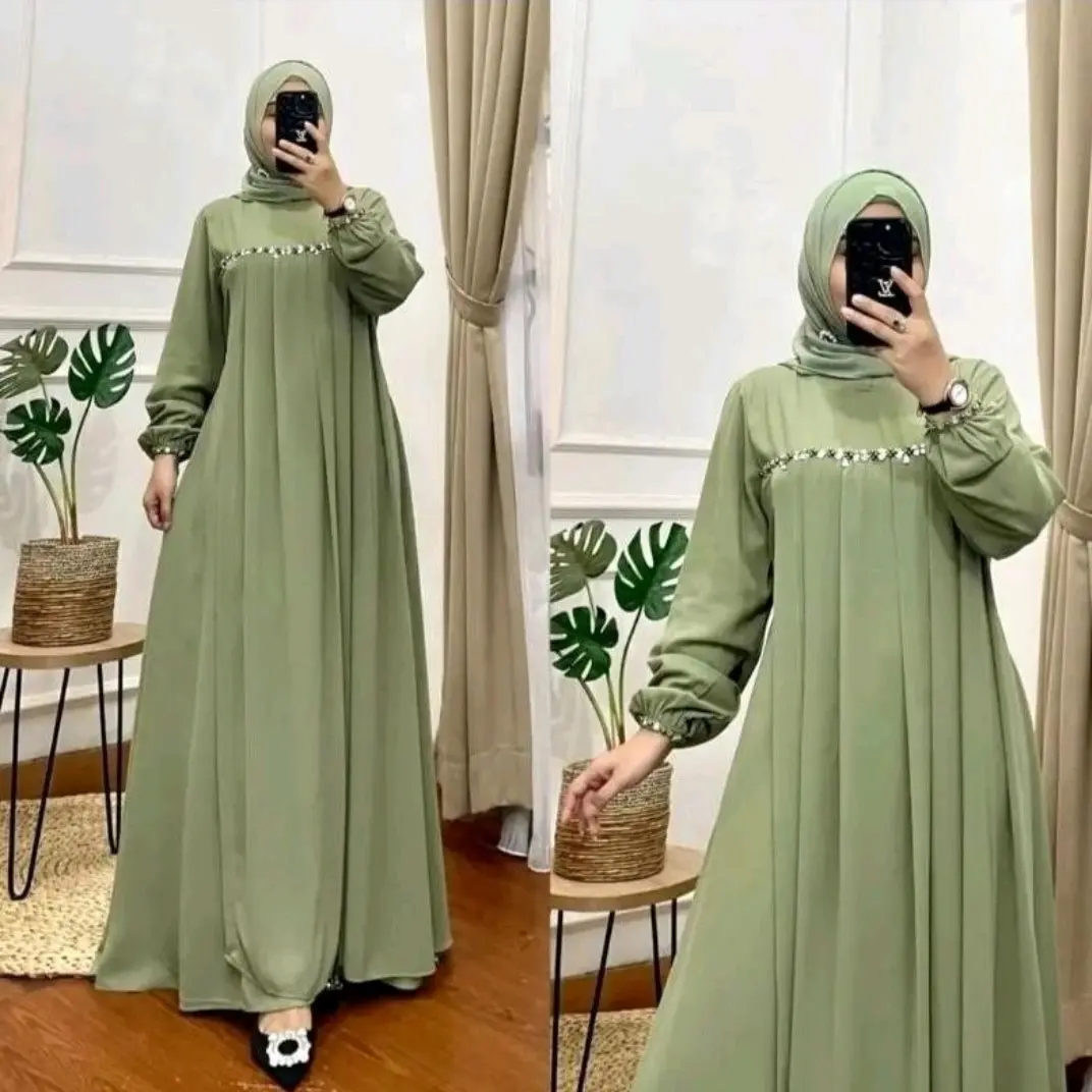 Tamara  maxy /gamis dewasa cringkel airflow/baju kurung wanita terbaru Gaun Motif Kondangan Muslim Maxi dress hijab