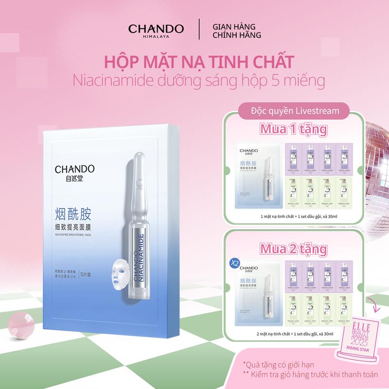 [ƯU ĐÃI ĐỘC QUYỀN LIVE LAN ANH] Hộp Mặt Nạ Tinh Chất Hỗ Trợ Dưỡng Sáng Làm Dịu Da CHANDO Himalaya 28mL x 5 pcs Hàng Chính Hãng