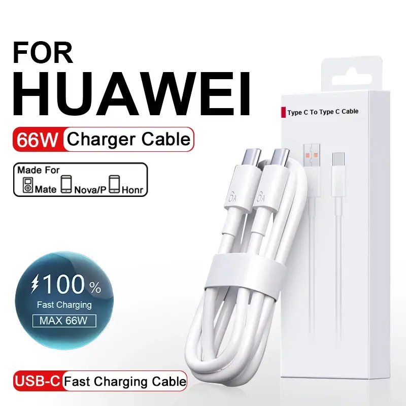 For Huawei 66W Super Fast Charging Cable For Mate 60 50 40 30 Pro P70 Pura 60 50 Pro Honor 20 USB Type C 6A Charging Data Cables