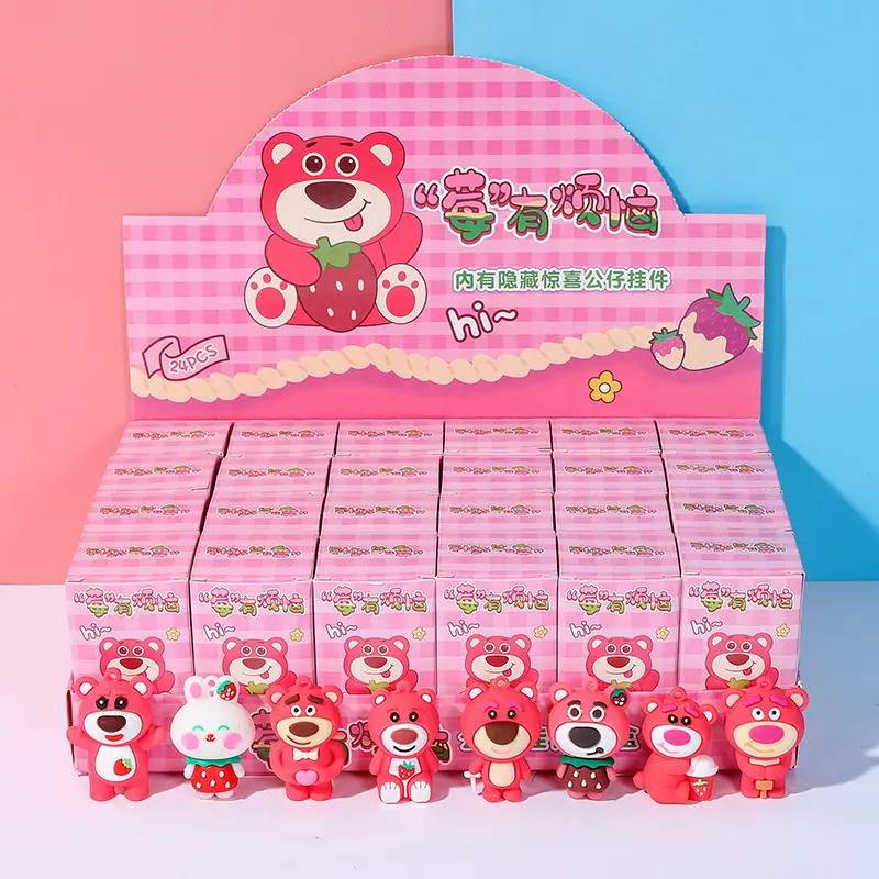 Blind Box Gantungan Kunci LOTSO, Gantungan Kunci Kotak Buta Toy Story Lucu Beruang Pink Free Box