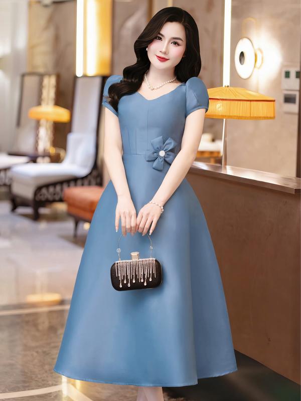   MIỄN SHIP  MDU4784 Váy Tafta Cao Cấp – Thanh Lịch Tôn Dáng Với Nơ Eo Tinh Tế Dành Cho Nữ 