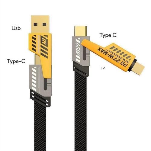 Bộ Sạc Đa Năng 4IN1 65W / 120W Cao Cấp 1M, Dây Dù Chống Đứt - Cho USB-Type C, Type C-Type C, Type C- i.P, USB-i.P