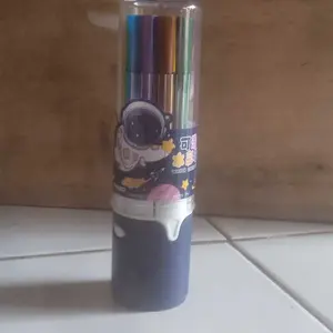 [READY] Aimilo Spidol Warna Warni 1 Set Hexagonal Watercolor Marker Pen 12/24 Warna Stationery Bentuk Segi 6 Ujung Peluru 2.56mm Tinta Mudah Dibersihkan Warna Cerah