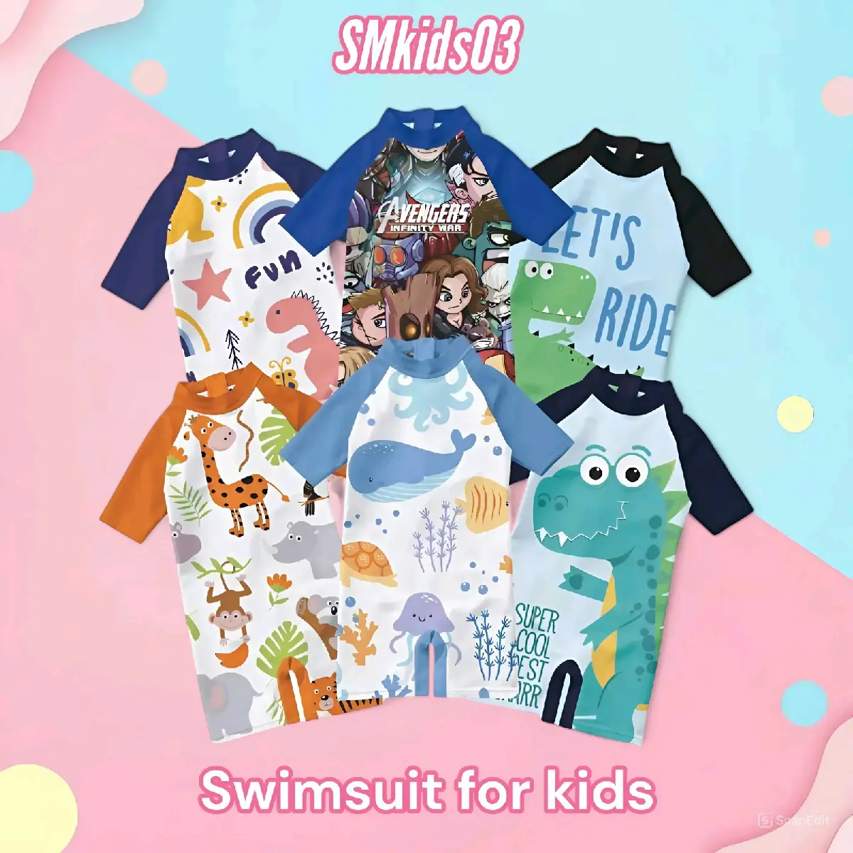 Baju renang anak cowok cewek usia 1-10 tahun motif kartun Laki-Laki Perempuan