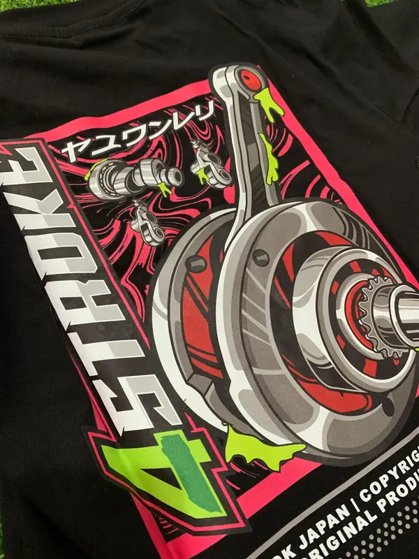 Kaos Distro Racing 4 Tak Four Stroke Engine Indonesia Racing CB GL Tiger Herek - Combed, Sablon 4