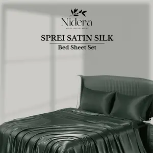 Set Sprei Satin Silk Premium By Nidera- Sprei, Sarung Bantal, Sarung Guling Halus & Lembut, Ukuran Single, Full, Queen, King, SuperKing, Hadiah Romantis