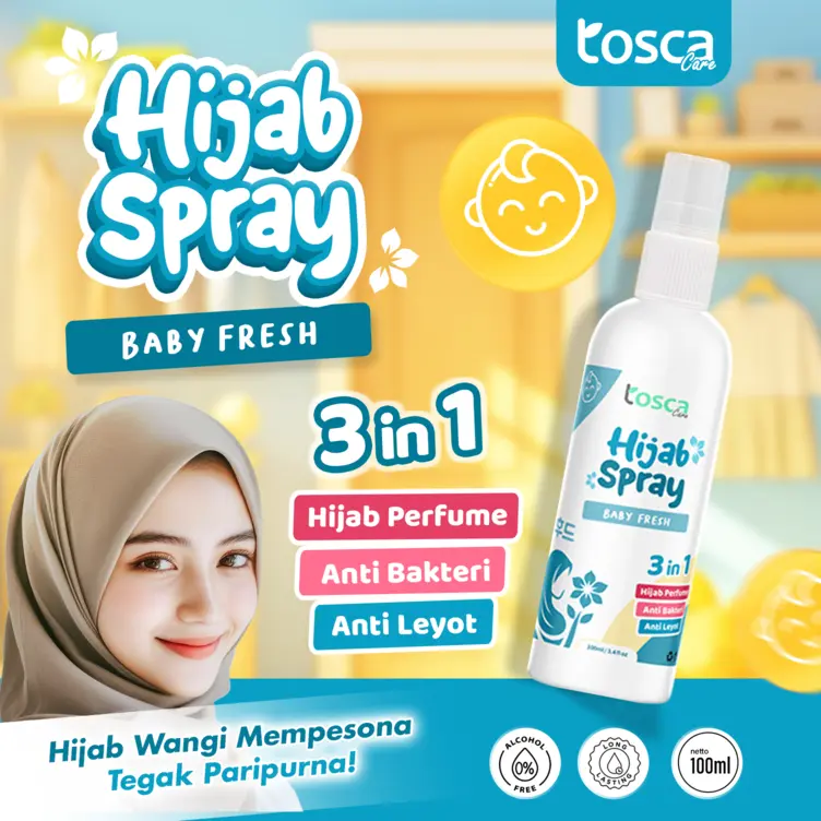Hijab Spray Tosca Anti Leyot Parfum Pewangi Jilbab Kerudung Anti Lepek 100ml 2