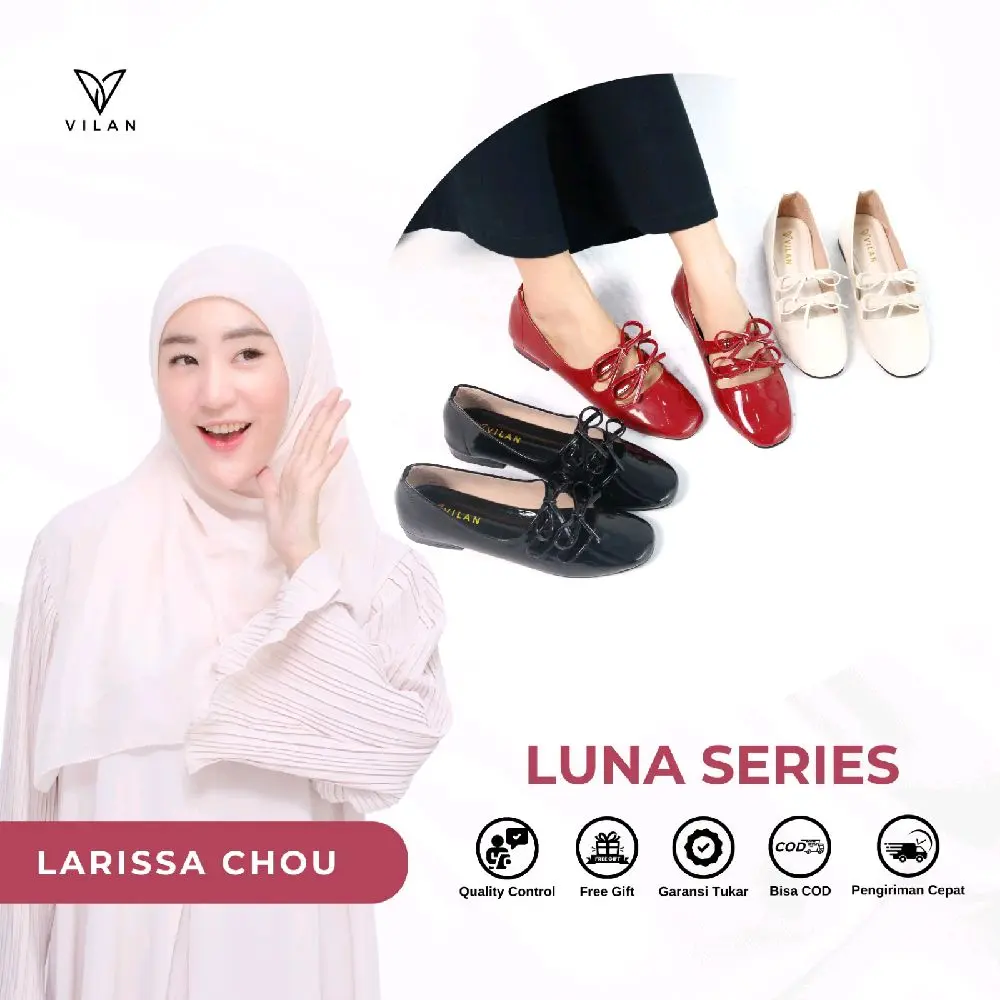 Vilan - Luna Flatshoes Wanita Kekinian Hak Tahu 2cm Perempuan Kerja Kasual
