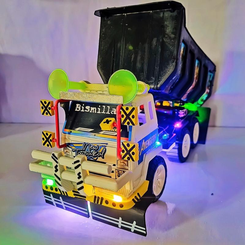 Miniatur Truk Pasir Handmade dengan Lampu Rainbow RGB 3 Mode - Hadiah Unik dan Menarik untuk Anak-Anak training warna warni mainan membangun 3