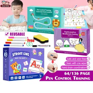 【COD】136 Page Magical Tracing Workbook ReusableDot To Dot Wipe And Clean Book Dapat Dihapus Mainan Edukasi Menggambar Latihan Belajar Anak Kertas Permainan Permainan Toys