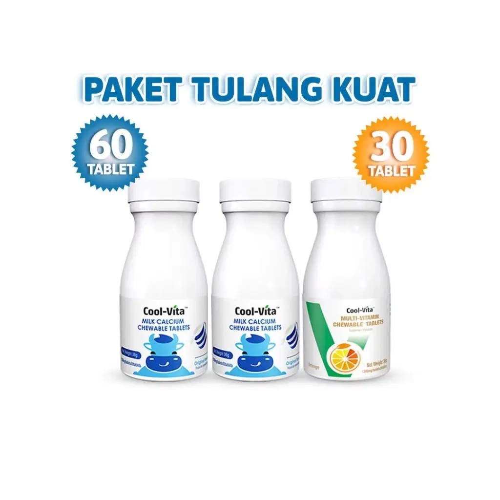 [DAPAT 3 BOTOL] 2 BOTOL COOLVITA MILK CALCIUM CHEWABLE TABLETS COOLVITA PENINGGI BADAN DAN 1 BOTOL COOLVITA MULTI VITAMINS