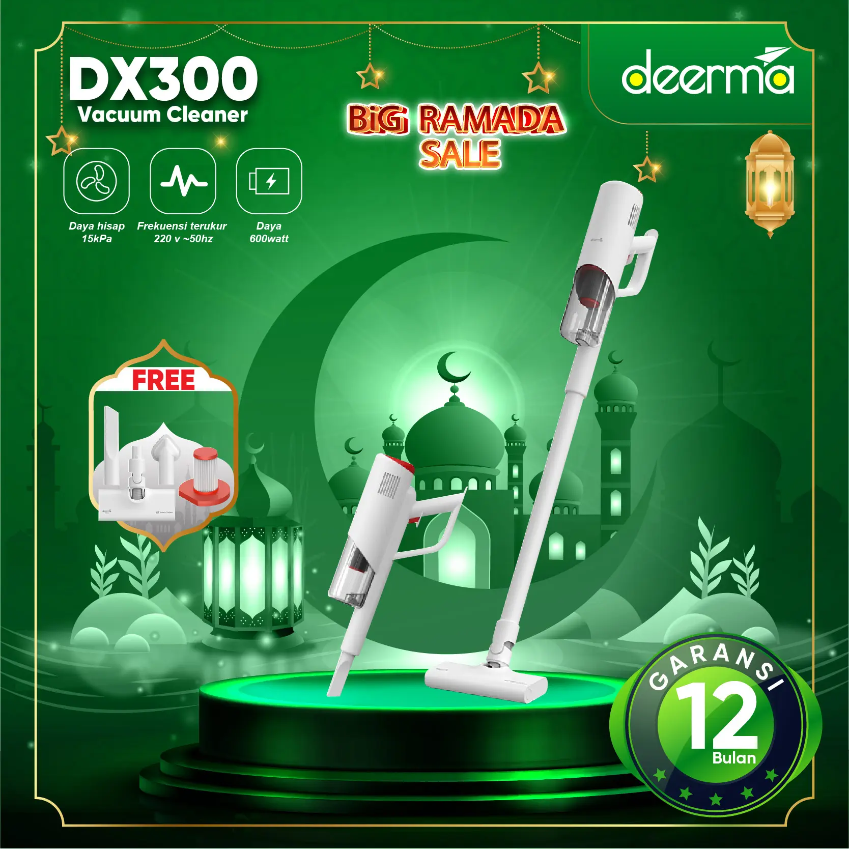 【COD】Deerma DX300 Penyedot Debu Dengan Suction 15kPa Mesin Cleaning Membersihkan Vacuum Remote