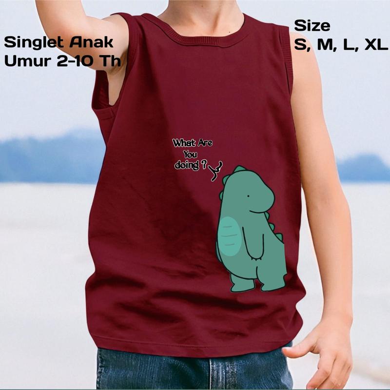Kaos Lekbong Ideal Anak Cowok/Cewek Unisex Singlet 2-10 Tahun Trendy Ideal DINO- Fashion Perempuan - Baju Laki-Laki 1