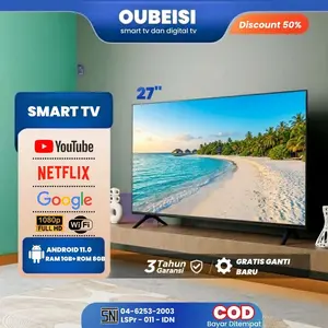 OUBEISI Smart TV 24/27/30 Inch LED Android 11.0 FHD 1680x1050 Piksel Dukungan HDMI & USB Garansi 3 Tahun Penggantian Satu Tahun