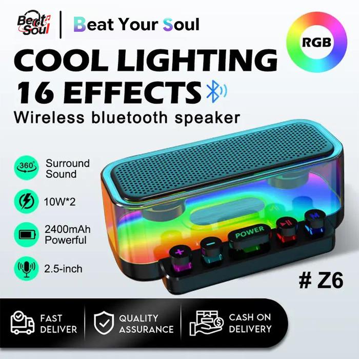 Promo 【BeatSoul】Speaker Bluetooth Z6 dengan Bass Kuat & Lampu RGB ...