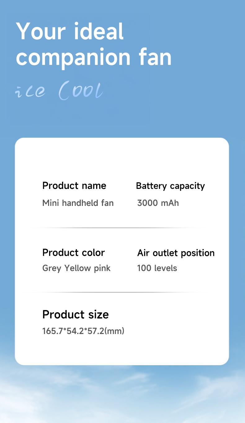 Mini Star Fan for Rapid Cooling, 100 Speeds, Hurricane Powerful Fan, Mini Portable USB Rechargeable Turbine Fan, Handheld with High Airflow