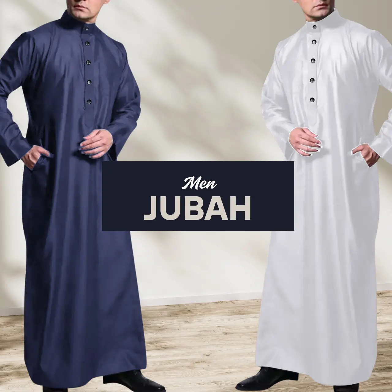 Exclusive Jubah Lelaki Berkolar Lengan Panjang / Jubah Berpoket S to 2XL