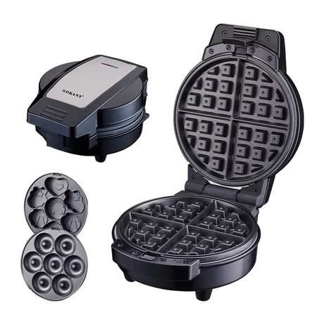 Máy làm bánh nướng bánh 3 trong 1 Sokany công suất 600w ,Thay được khuôn 3 Khuôn gồm : hình thú trứng tròn waffle nướng bánh đa năng làm bánh tại nhà dễ dàng sử dụng bảo hành