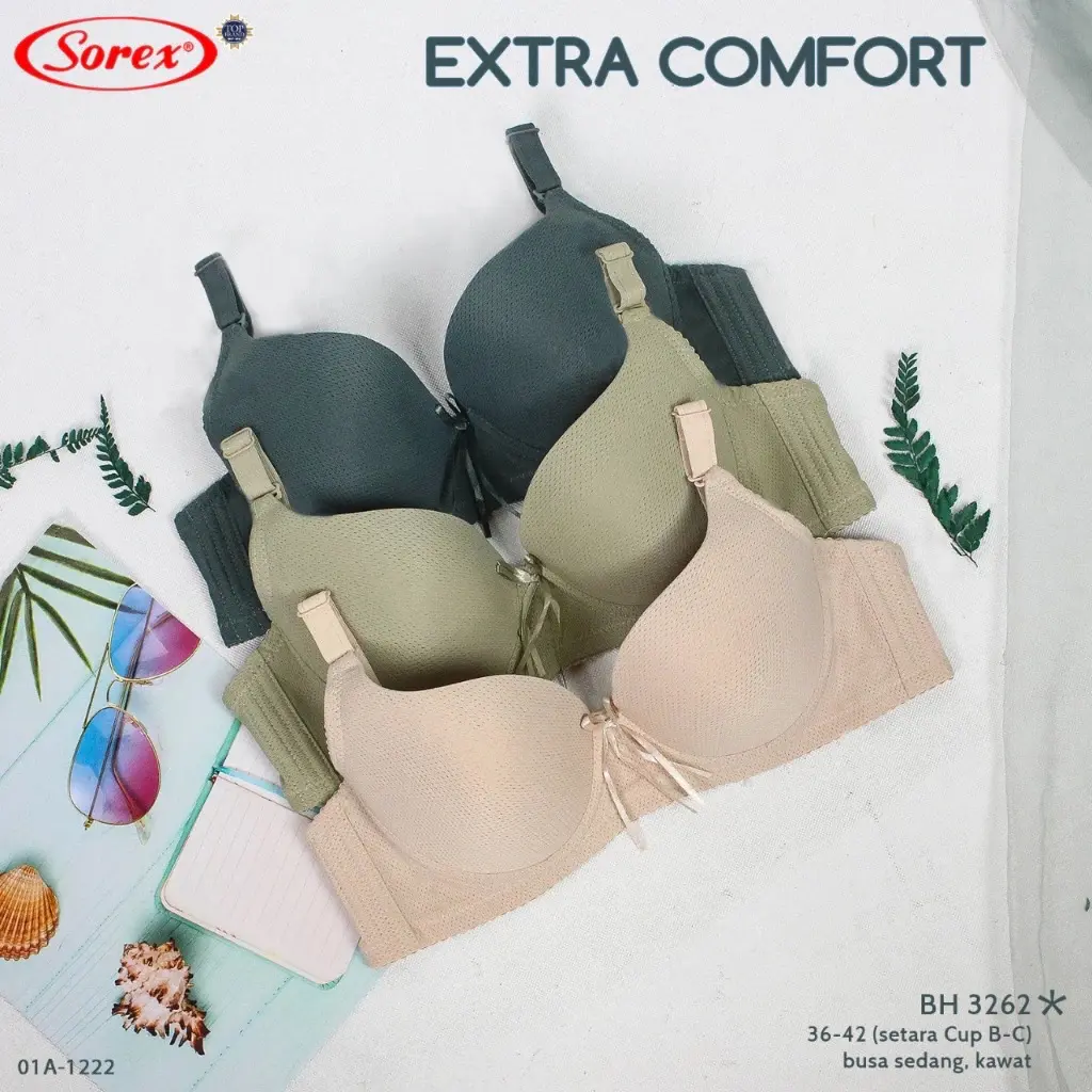PAKET 3 PCS Sorex Bra/BH Kawat 3262 Cup B-C 3/4 Extra Comfort