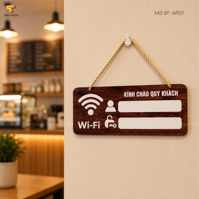 Bảng Gỗ Decor Wifi, No smocking, ..Treo/ Dán Tiện Dụng Cho Nhà Hàng Quán Cafe Sẵn Dây Treo Chất Liệu Gỗ Tự Nhiên Phù Hợp Nhiều Không Gian