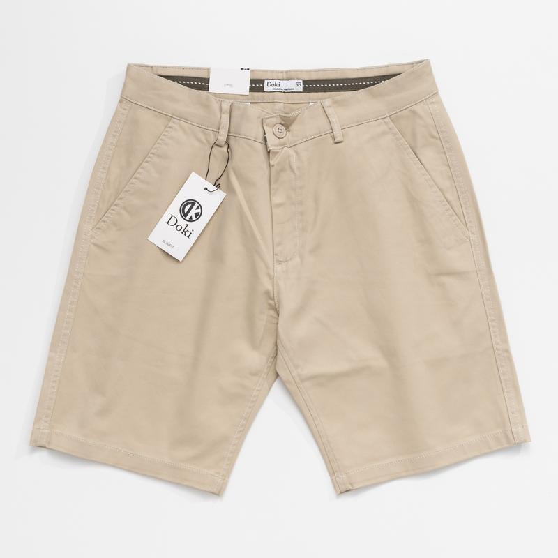 Quần Short Nam Kaki - Doki cao cấp màu kem, quần sooc nam chất co giãn thoải mái, quần short kaki nam cotton, quần đùi nam thoáng mát