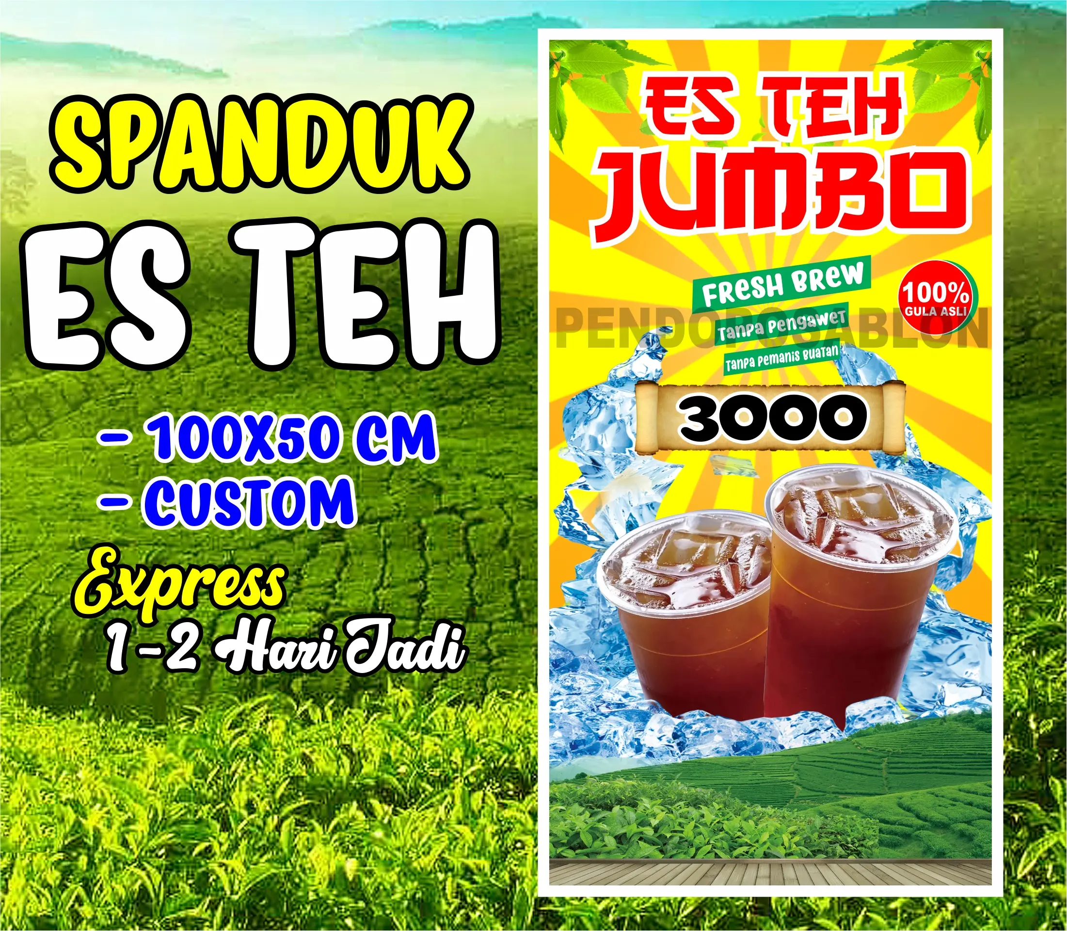 Banner Es Teh Jumbo, Spanduk Es Teh Jumbo 100x50 Spanduk