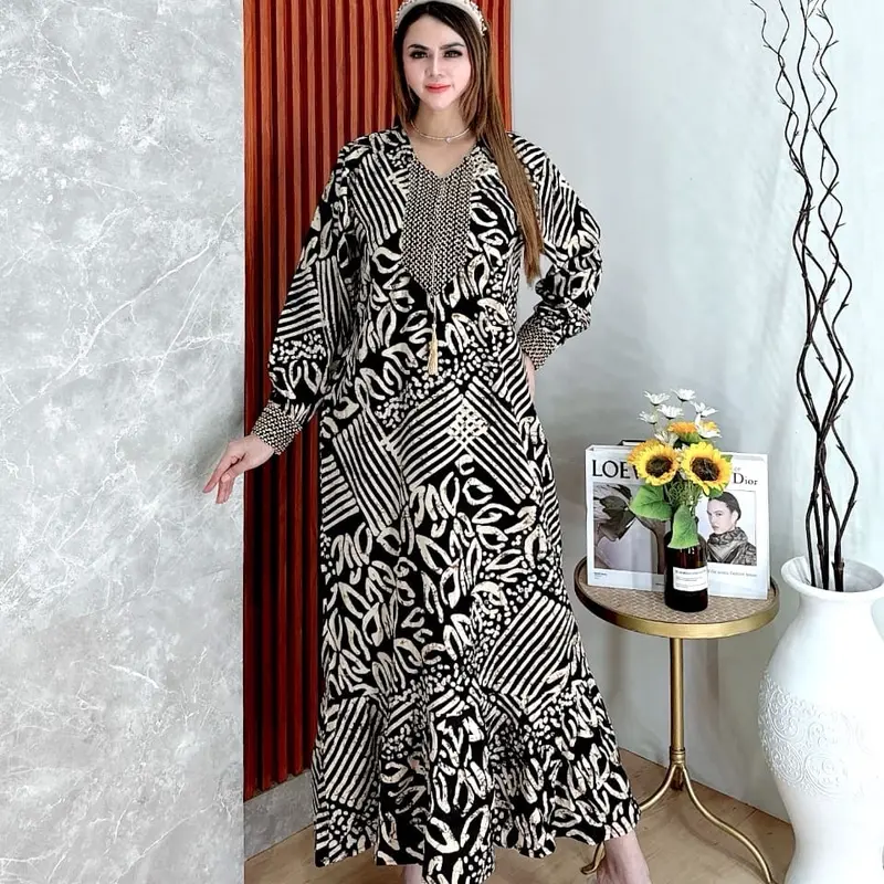 GAMIS SULTAN MOTIF PERCOKLATAN / GAMIS JUMBO 120cm Panjang Rempel 2