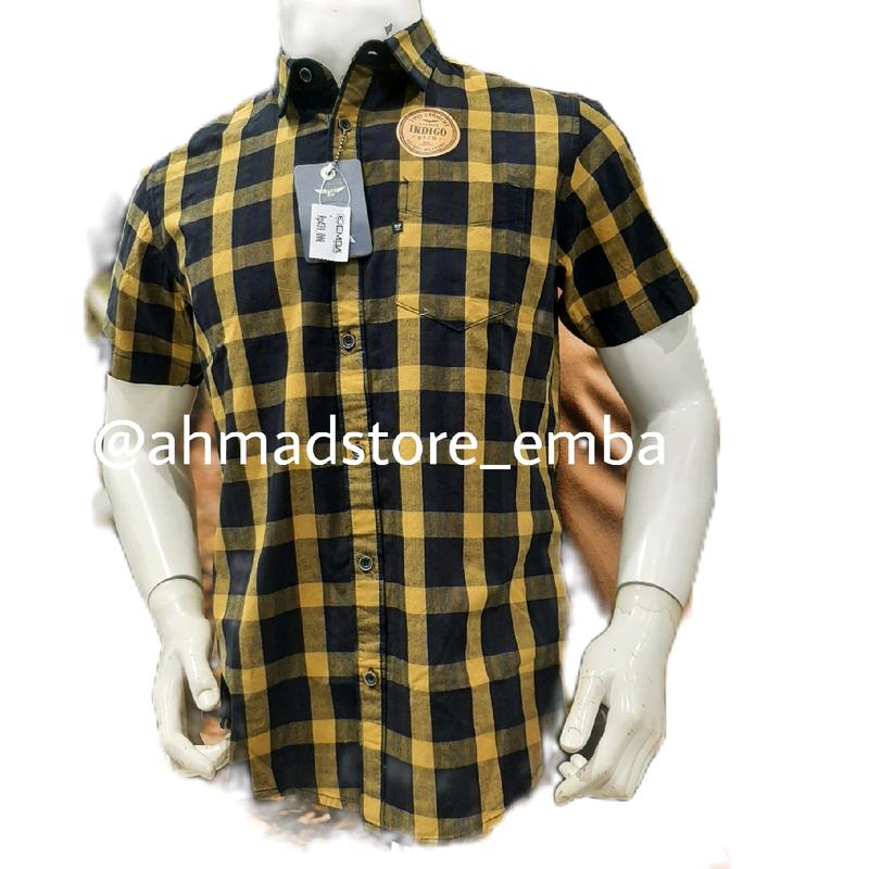 Kemeja emba classic bahan katun model kotak kotak koleksi terbaru Baju Casual Pria Pendek 0