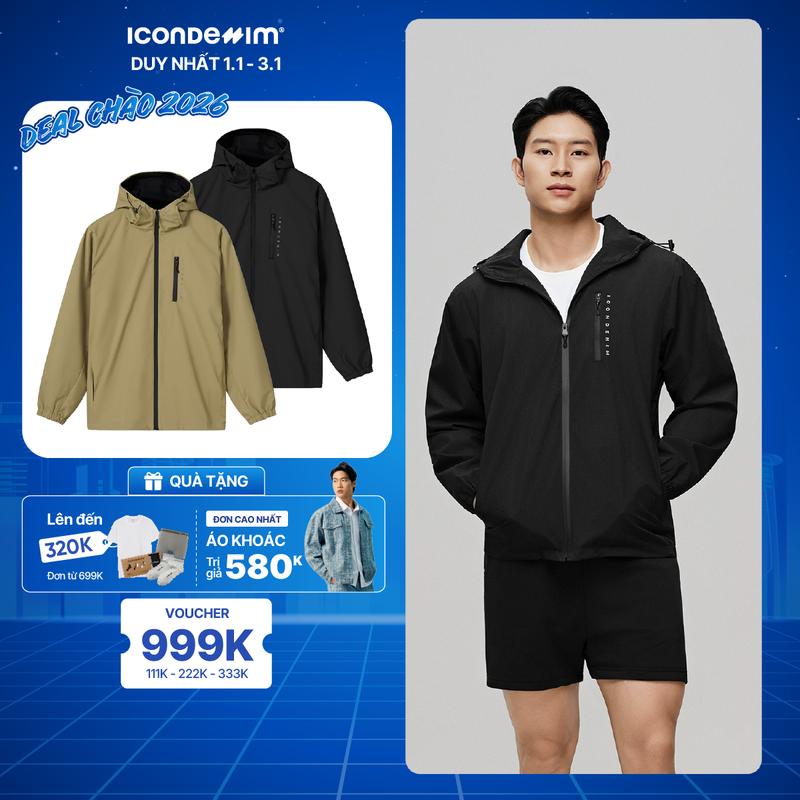  Áo Khoác Gió Nam ICONDENIM Vải Dù Trượt Nước Rainflow Form Regular AKID0176 