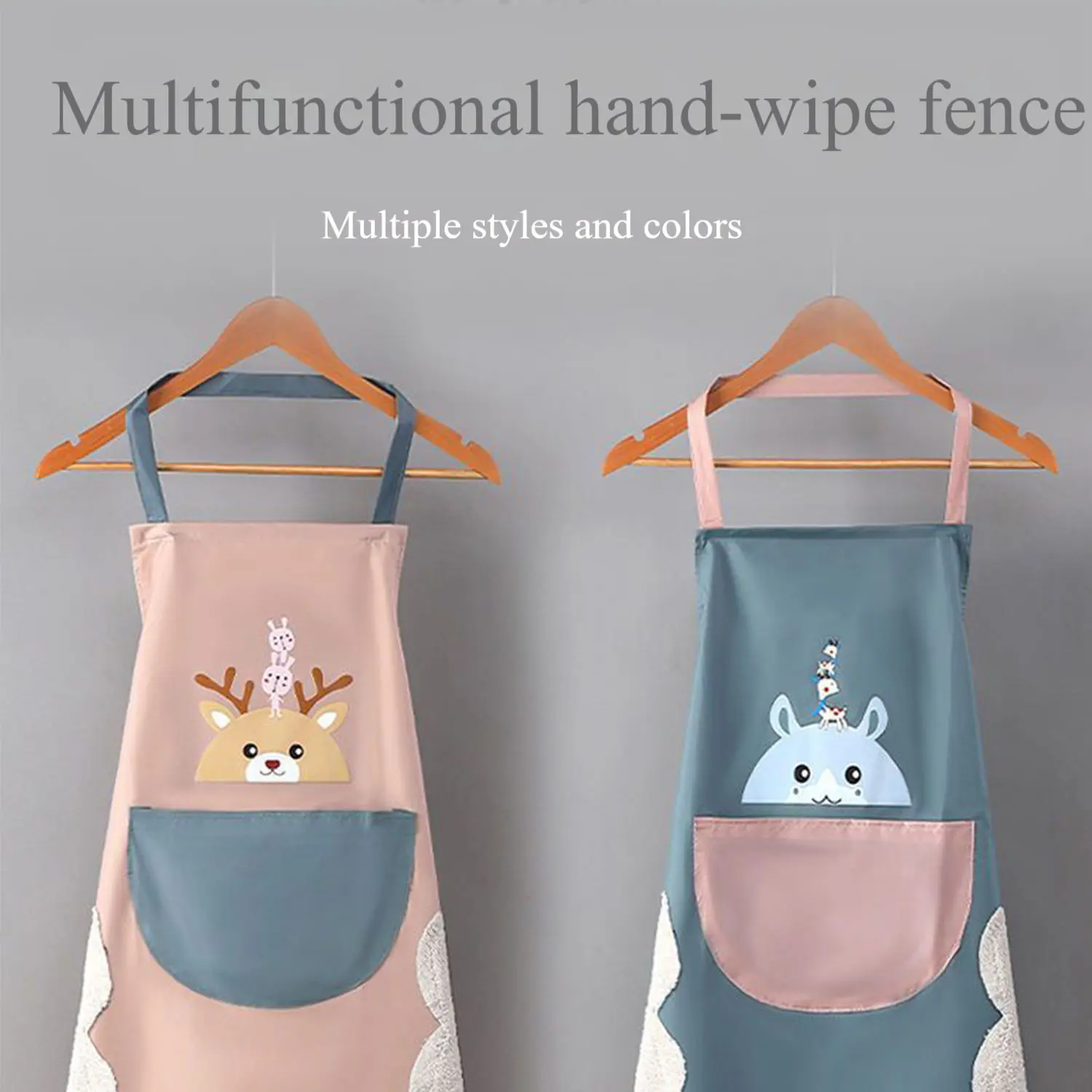 Japanese & Korean Style Couple Apron Set - Oil & Waterproof Adjustable Kitchen Aprons, Cute Household Cooking Bibs for Baking, Matching Pair for Couples