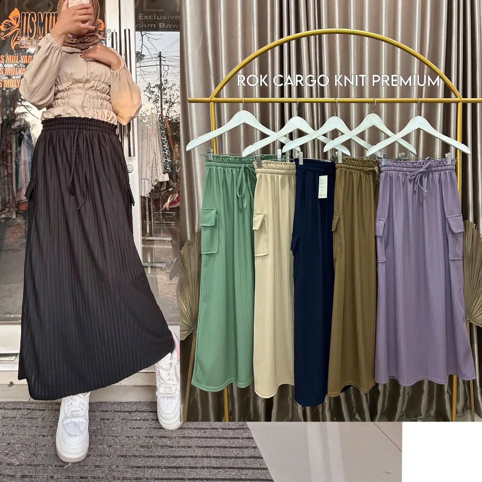 Termurah! Rok Cargo Knit Jumbo Dewasa - Rok Wanita Knit Hornet Premium
