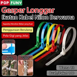 【xin】Kabel Tie Nylon Kunci Aktif- Bisa Dilepas & Digunakan Ulang/ Warna Hitam & Putih- Pengikat Kabel Serbaguna