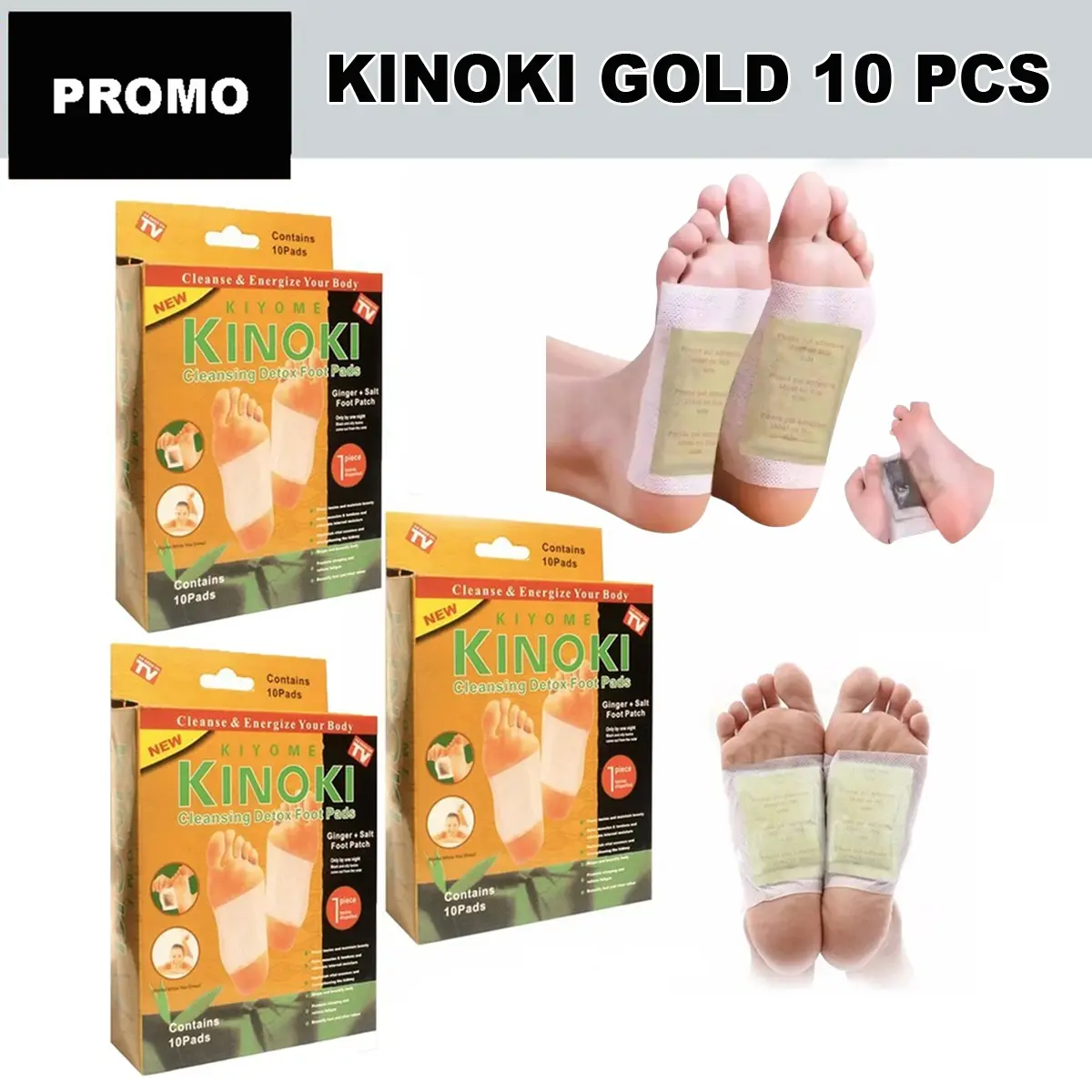 (COD) 10 Pcs Kinoki Gold Koyo Kaki Detox Detok 1 Box Original