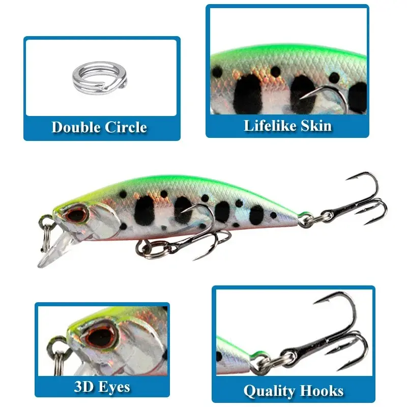 Lures & Baits 50mm/5g 1Pcs Sinking Minnow Umpan Pancing 50mm 5g Fishing Lure Bentuk Ikan Kecil Kail Swimbait Bass Bait Wobbler Alat 3
