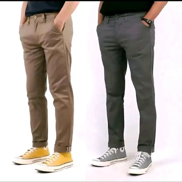 (PAKET 2 CELANA)Celana panjang pria slimfit chinos nevada strech/elastis bahan Twill Katun Stretch Nyaman Melar Casual 2