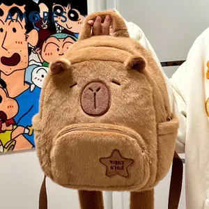 Capybara Backpack Tas Bulu Lucu Karakter Capybara Shoulder Backpack Fluffy Untuk Anak