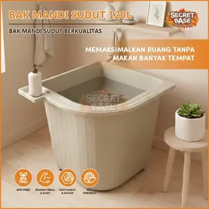 BAK MANDI SUDUT 120L + TEMPAT SABUN - Bak Mandi Plastik  / Bak Air Sudut Oval / Ember Mandi Besar