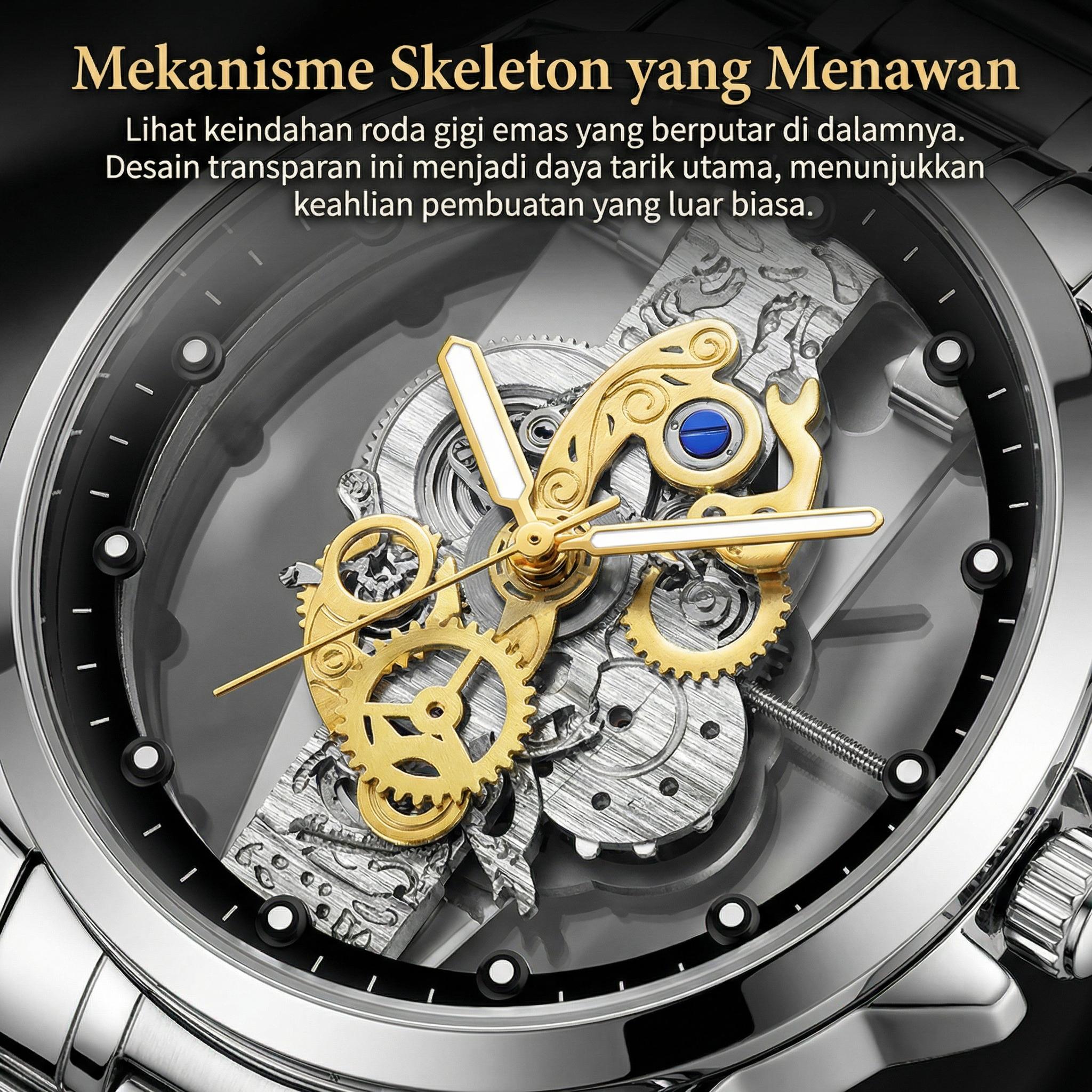 AIYISHI 1pc Men's Steel Strap Disc Quartz Watch, Transparent Bottom Cover 30m Life Waterproof Night Light Men's Watch, Men's Accessories