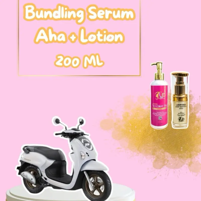 YO GLOW UP PAKET BUNDLING YO GLOW UP 200 ML+ SERUM AHA LUXURY GOLD 0