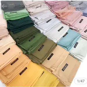 Kerudung Hijab Segiempat merk Azara superfashion polos & motif random pakai  metal logo  & polosan tepiannya lasercut aneka ragam warna ukuran 110cmX110cm. Lembut