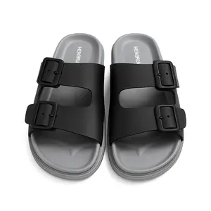 Hengrun8032 Sandal Pria Keren 2 Strap Gesper Kasual Ringan Anti Selip Sol EVA Lembut Tahan Lama untuk Harian