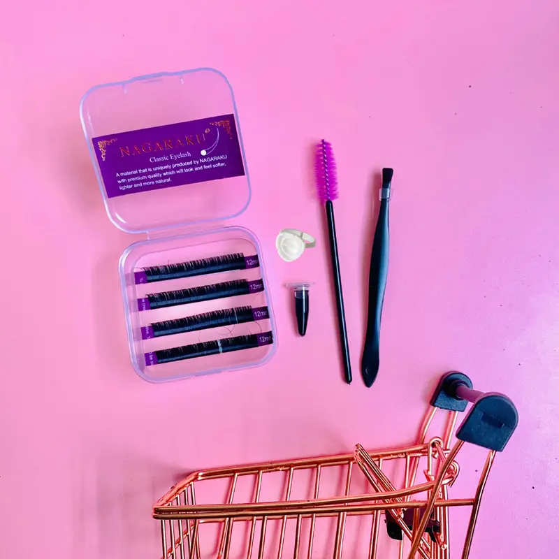 Paket Eyelash Extension Nagaraku Travel Size Bulu Mata Individual Lembut - Isi 6 Package Lem YSJ tahan 45 Hari 0