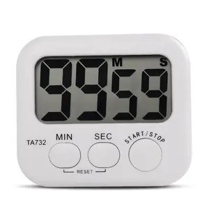 White Mini Electronic Large LCD Digital Kitchen Timer Clock