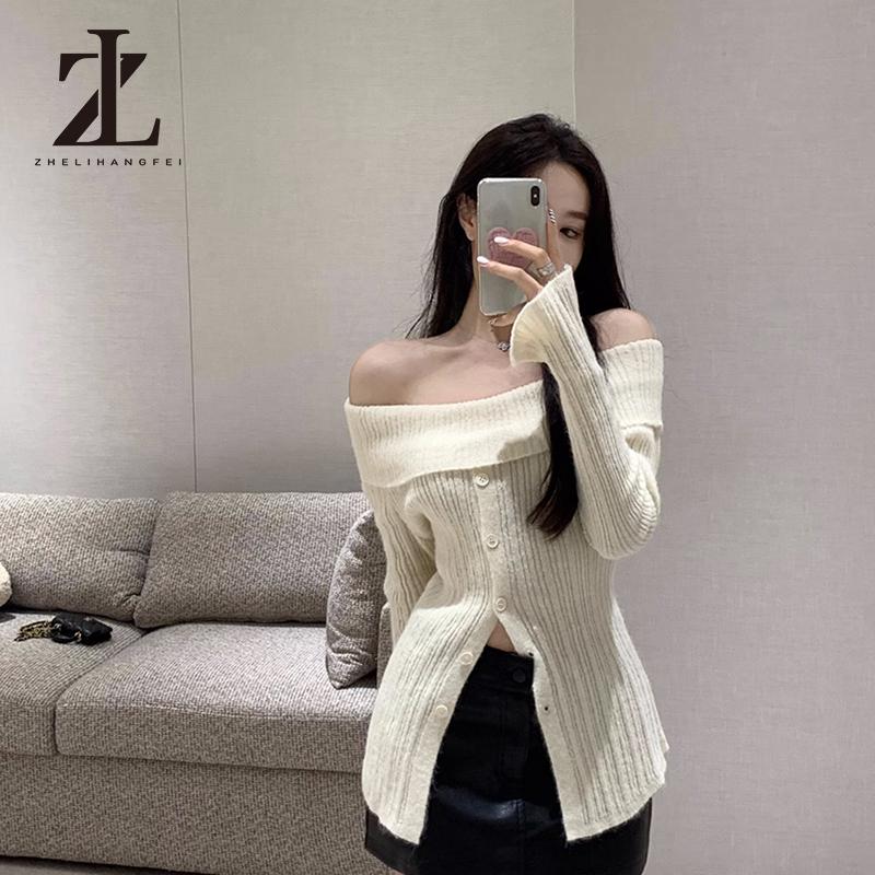 Áo len nữ dáng ôm hở vai duyên dáng thời trang