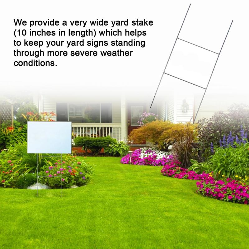 Product Introduction of Sturdy Double H Frame Metal Stakes Yard Signs Holder, Pack of 10 Metal Stake 10 x 24 inch Wire Stake, Yard Sign Holder fit 4mm or 5mm Corrugated Signs Panel Ship Same Day 5