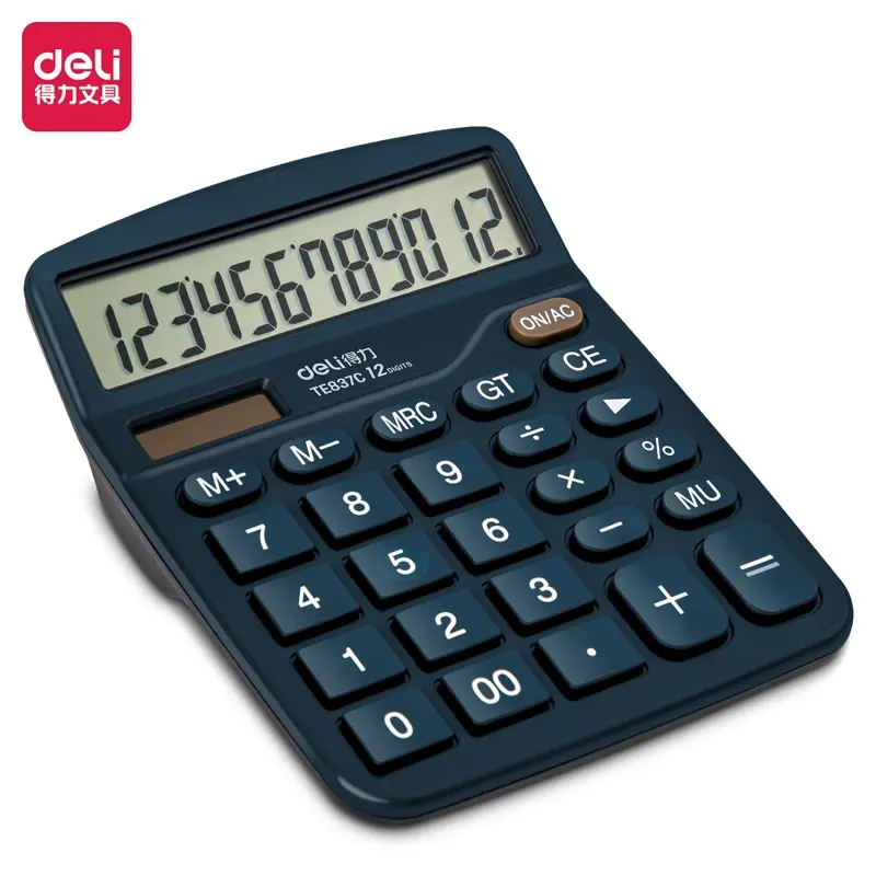 Deli Desktop Calculator / Kalkulator Meja 12 Digit Dual Power Layar LCD TE837C 1