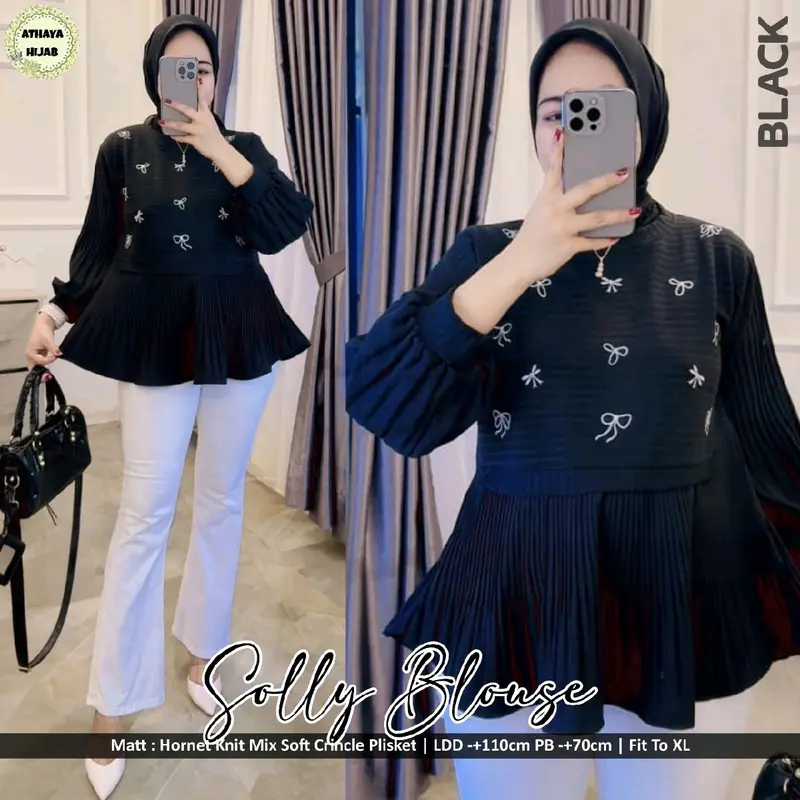 Frila/Delia/luvita/Selly/Atasan Wanita Modern Kekinia Bestseller/Blouse Wanita Mix Bordir Pita Bahan Adem Poll 6